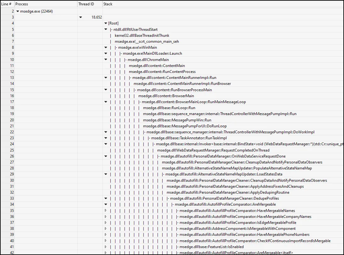 WPA msedge.exe stack