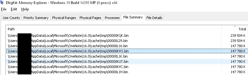 DbgKit — File Summary — OneNote Cache files